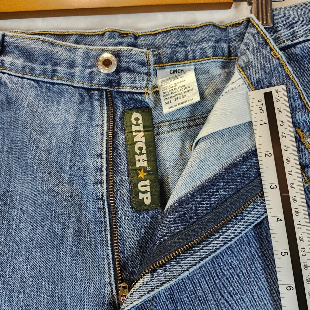 Cinch Green Label Men Jeans 36x32 Blue Denim Classic Fit Straight Leg Distressed - Picture 4 of 13